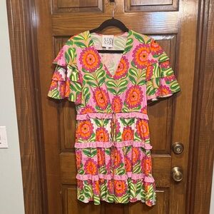 Alden Pink and Green Floral Kids Dress